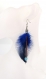 Boucles d'oreilles plumes wapi - ethnic feather - plume bleue roi et turquoise