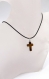 Collier pendentif  croix oeil de tigre, bijoux reiki chakra, pendentif collier cordon noire-