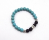 Bracelet  signe zodiaque poisson perles de lave  et turquoises-bracelet élastique yoga mala énergie-ethnicfeather
