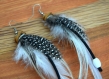 Boucles d'oreilles plumes kahsha - ethnic feather - plume blanche et noire