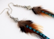 Boucles d'oreilles plumes kanda - ethnic feather - bijoux ethniques - bijoux indiens - grizzly