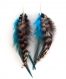 Boucles d'oreilles plumes turquoise et fauve