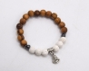 Bracelet bouddha perles de lave blanche et perle olivier, aromatérapie - bracelet élastique yoga mala énergie-ethnicfeather
