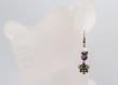Boucles d'oreilles papillon bronze et perle d'agate, pendant papillon strass, bijoux en bronze et perle de gemmes, bijoux femmes, cadeaux
