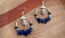 Créoles tête de bouddha pierres naturelles lapis-lazuli et turquoise 30 mm - boucles d'oreilles boho anneau argent - créoles en pierre semi