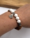 Bracelet bouddha perles de lave blanche et perle olivier, aromatérapie - bracelet élastique yoga mala énergie-ethnicfeather