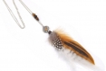 Sautoir pendentif plumes naturelles dream-catcher, collier pendentif plume, bijoux amérindien, collier bohème, ethnique, collier en plumes