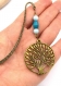 Marque-page arbre de vie bronze, bijoux de livre perles amazonite et perle bois bleu, bookmark gift,marque-page métal