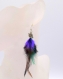 Boucles d'oreilles plumes lomasi - ethnic feather - bijoux ethniques - bijoux plumes noir violet vert - grizzly