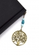 Marque-page arbre de vie bronze, bijoux de livre perles amazonite et perle bois bleu, bookmark gift,marque-page métal
