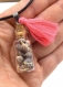 Collier pendentif fiole en verre coquillage miniature, cadeau pendentif coquillage, bijoux avec pompon, vacances été plage