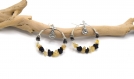 Créoles bouddha pierres naturelles onyx et citrine - boucles d'oreilles boho anneau argent - hoops en pierre semi précieuses