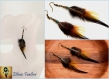 Boucles d'oreilles plumes abequa - ethnic feather - plume noir et orange perle turquoise
