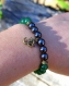 Bracelet femme om aventurine verte et perles hématite magnétique noire -bracelet élastique yoga mala énergie boho hippie chic-ethnicfeather