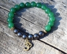 Bracelet femme om aventurine verte et perles hématite magnétique noire -bracelet élastique yoga mala énergie boho hippie chic-ethnicfeather