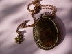 Collier cabochon en pierre bronzite sertie de perles