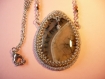 Collier agate gris fumée  brodée de perles original pièce unique