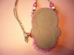 Collier brodé de perles et pierre agate rose motif souris