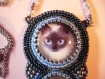 Collier brodé de perles motif chat siamois original