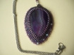 Collier en agate violette brodée de perles original pièce unique
