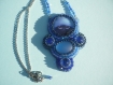 Collier brodé de perles motif chat bleu nuit original