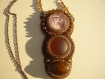 Collier brodé de perles motif chat roux original