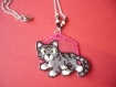 Bijou en perle delica tissées motif chat gris