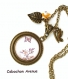 B3.20 bijou femme papillon sakura collier pendentif bijou fantaisie bronze cabochon verre cherry blossom fleurs de cerisier asie chine japon japonaise