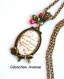 B3.69 bijou femme fleurs liberty fleuri collier pendentif bijou fantaisie bronze cabochon verre citation - y a de l'amour dans l'air - (série 4)