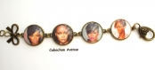 B3.90 bijou femme rihanna bracelet bijou fantaise bronze 4 cabochons verre rihanna célébrité chanteuse music notes de musique star étoiles 