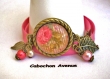 B3.137 bijou femme rose bracelet biais tissu bijou fantaise bronze cabochon verre fleur shabby liberty rayures (série 2)