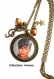 B3.429 bijou femme rihanna collier pendentif bijou fantaisie bronze cabochon verre célébrité chanteuse music notes de musique étoile star (série 7) 