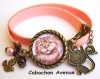 B3.796 bijou femme chat bracelet biais tissu bijou fantaisie bronze cabochon verre portrait chat tigré felin chaton matou cat (série 2)