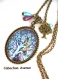 B3.886 bijou femme arbre collier pendentif bijou fantaisie bronze cabochon verre arbre de vie magique multicolore fleurs bleu turquoise (série 1)