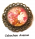 B3.981 bijou femme roses broche épingle filigrane bijou fantaisie bronze cabochon verre bouquet fleurs roses anciennes rétro vintage (série 5)
