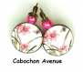 B3.1005 bijou femme sakura cherry blossom papillon boucles pendants bijou fantaisie bronze cabochon verre fleurs de cerisier d'asie asiatique chine chinoise japon japonaise (série 1) 