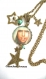 B3.1022 bijou femme lady gaga collier pendentif filigrane bijou fantaisie bronze cabochon verre célébrité chanteuse music musique étoile star (série 10)
