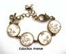 B3.1041 bijou femme sakura papillon bracelet filigrane biais tissu bijou fantaisie bronze cabochon verre cherry blossom fleurs de cerisier asie chine japon japonaise