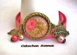 B3.1125 bijou femme rose baiser bracelet biais tissu bijou fantaisie bronze cabochon verre rayures rose fleurs shabby chic liberty romantique (série 2)
