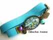 B3.1166 bijou femme arbre bracelet biais tissu bijou fantaisie bronze cabochon verre arbre de vie magique multicolore fleurs bleu turquoise (série 2)