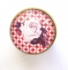 B3.1229 bijou femme rose rétro bague ajustable réglable bijou fantaisie bronze cabochon verre 70's pop sixties seventies vintage fleur rose retro graphique geometrique 