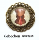 B3.1248 bijou femme corset bustier marron broche épingle filigrane bijou fantaisie bronze cabochon verre corset bustier romantique rétro vintage et son noeud escarpin (série 1)