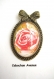 B3.1258 bijou femme fleur rose broche épingle pendentif noeud bijou fantaise bronze cabochon verre fleur rose shabby romantique vintage rétro ancienne (série 1)