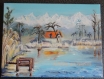 Toile peinte - lac de savoie - le lac st andré - par une journée d'hiver ensoleillée