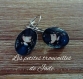 Boucle d'oreille cabochon - motif : petites fillettes couleur bleu 