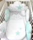 Gigoteuse bébé en blanc à étoiles grises et vert d'eau, taille 1 à 8 mois,