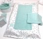 Housse de matelas à langer + serviettes de change, vert d'eau et blanc à étoiles grises