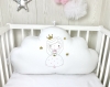 1 coussin nuage 60 cm large brodé avec une princesse pour décoration chambre enfant, blanc uni, or et rose