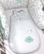 Gigoteuse bébé en blanc à étoiles grises et vert d'eau clair, taille 1 à 8 mois, (sans prénom brodé)