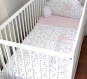 Housse de couette lit de bébé, 100 x 135cm, tissu coton blanc étoiles grises et rose uni